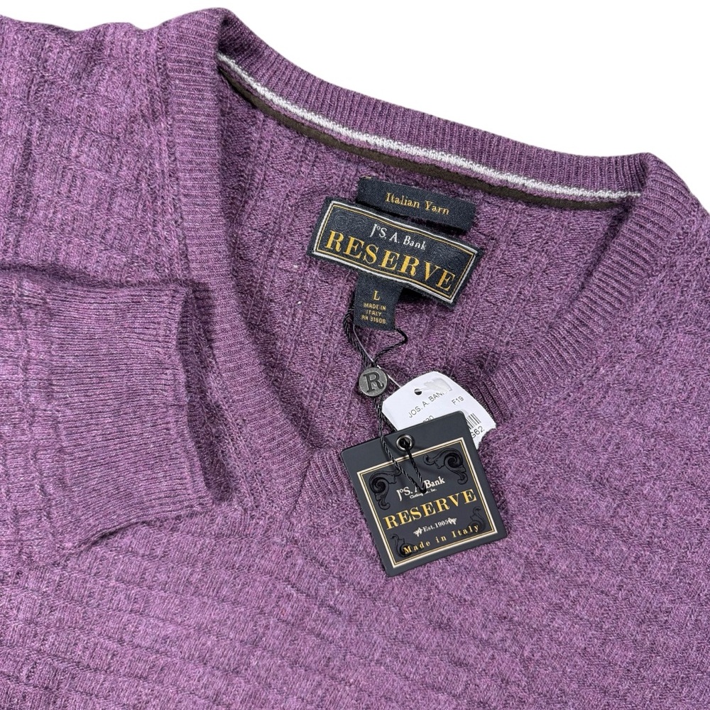Jos. A. Bank Reserve Men’s L‎ Italian Yarn Purple V‑Neck Sweater NWT